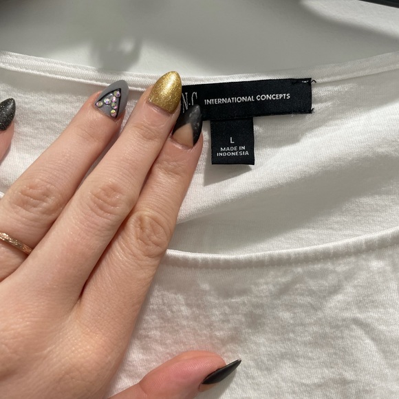 INC International Concepts White Ruffle Top - Picture 2 of 4